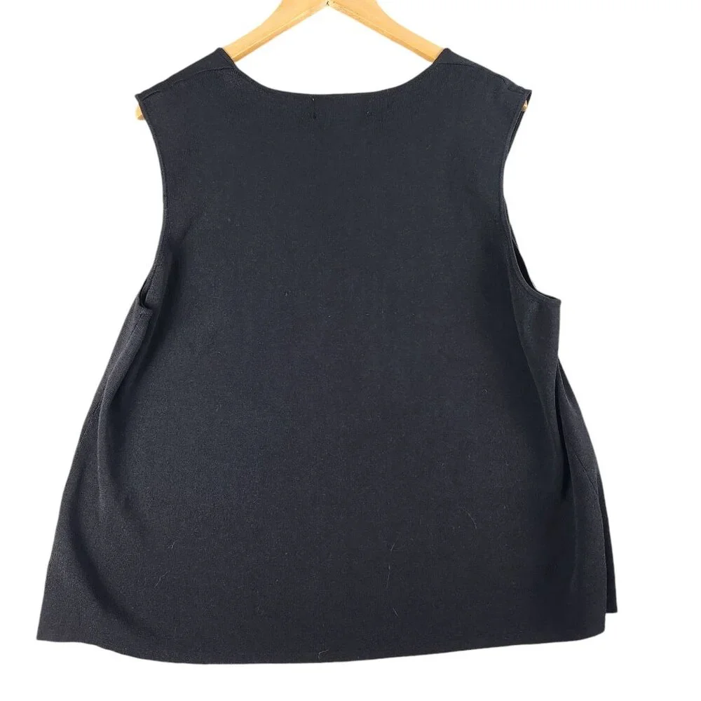 Joseph A. Womens Sleeveless Black Top Size 3X Square Neck Knit Office - Picture 5 of 5